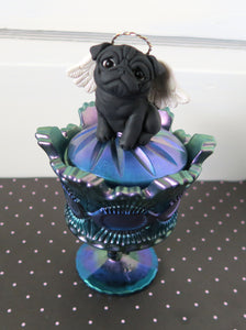 Pug Angel Trinket Box, Jewelry box or special keepsake Urn Hand Sculpted Collectible