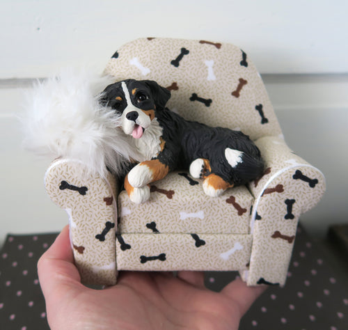 Sleepy Bernese Mountain Dog Favorite Chair Mixed Media Collectible