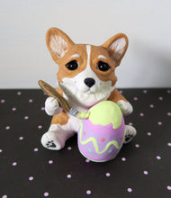 Load image into Gallery viewer, Corgi Painting an Easter Egg Hand Sculpted Collectible