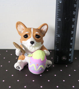 Corgi Painting an Easter Egg Hand Sculpted Collectible