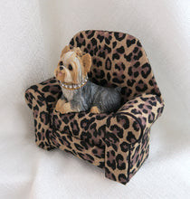 Load image into Gallery viewer, Yorkshire Terrier in Leopard Print Chair Mixed Media Collectible