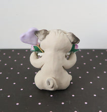 Load image into Gallery viewer, Mother&#39;s Day Pug with a lace tussy mussy of Roses Hand Sculpted Collectible