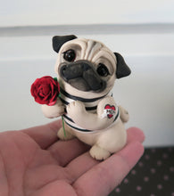 Load image into Gallery viewer, Mother&#39;s Day Pug with a Tattoo and Rose Hand Sculpted Collectible