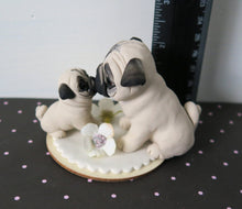 Load image into Gallery viewer, Mother&#39;s Day Mama Pug with Puppy Loving kiss Hand Sculpted Collectible