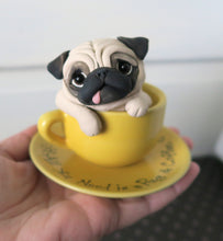 Load image into Gallery viewer, Pug &amp; Coffee &quot;All You Need&quot; Sculpture Hand Sculpted Collectible