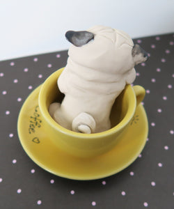 Pug & Coffee "All You Need" Sculpture Hand Sculpted Collectible
