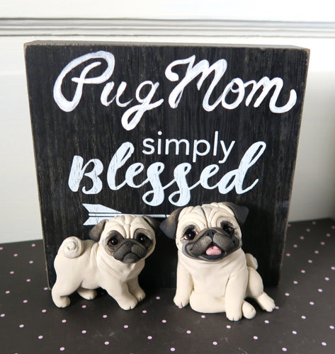 Pug Mom, Simply Blessed Decorative Dog Mom Sign