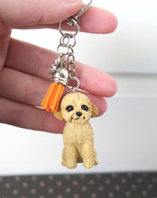 Load image into Gallery viewer, Maltipoo or Poodle Mix Tassel Charm Handmade Resin Collectible Purse, backpack, or key chain charm