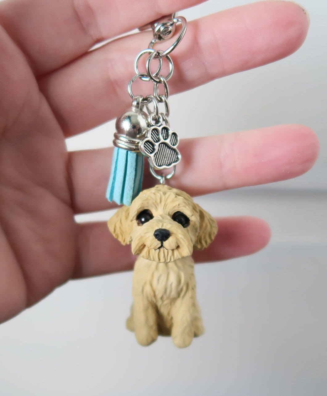 Goldendoodle or any Poodle Mix Tassel Charm Handmade Resin Collectible Purse, backpack, or key chain charm
