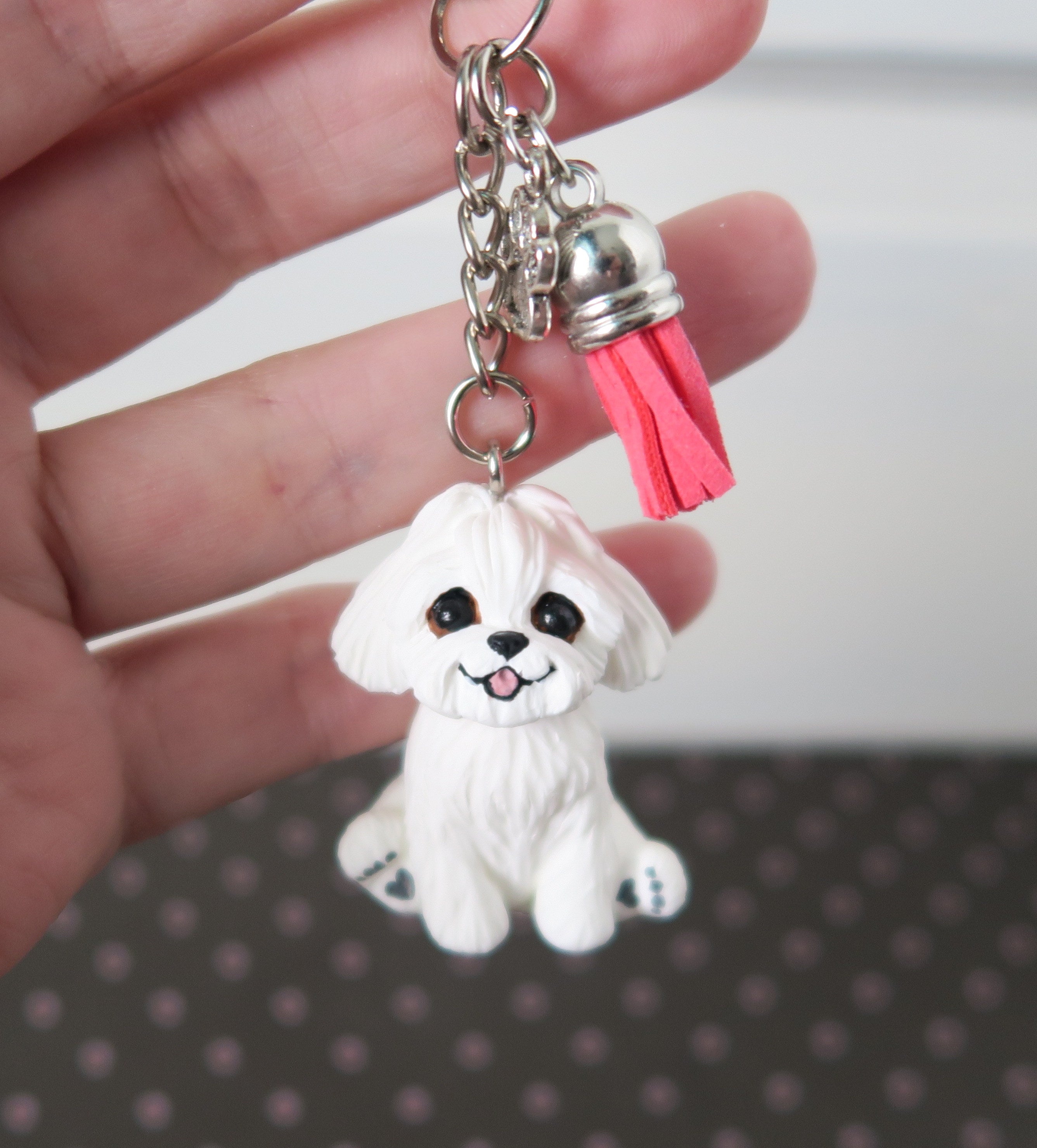 Tassel & Dog Charm Keychain