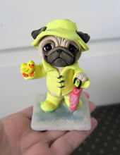 Load image into Gallery viewer, Rainy Day Pug with baby duckling friend Hand Sculpted Collectible