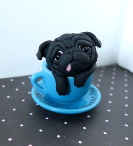 Pug & Coffee "All You Need" Sculpture Hand Sculpted Collectible