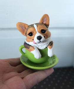 Corgi & Coffee "All You Need" Sculpture Hand Sculpted Collectible