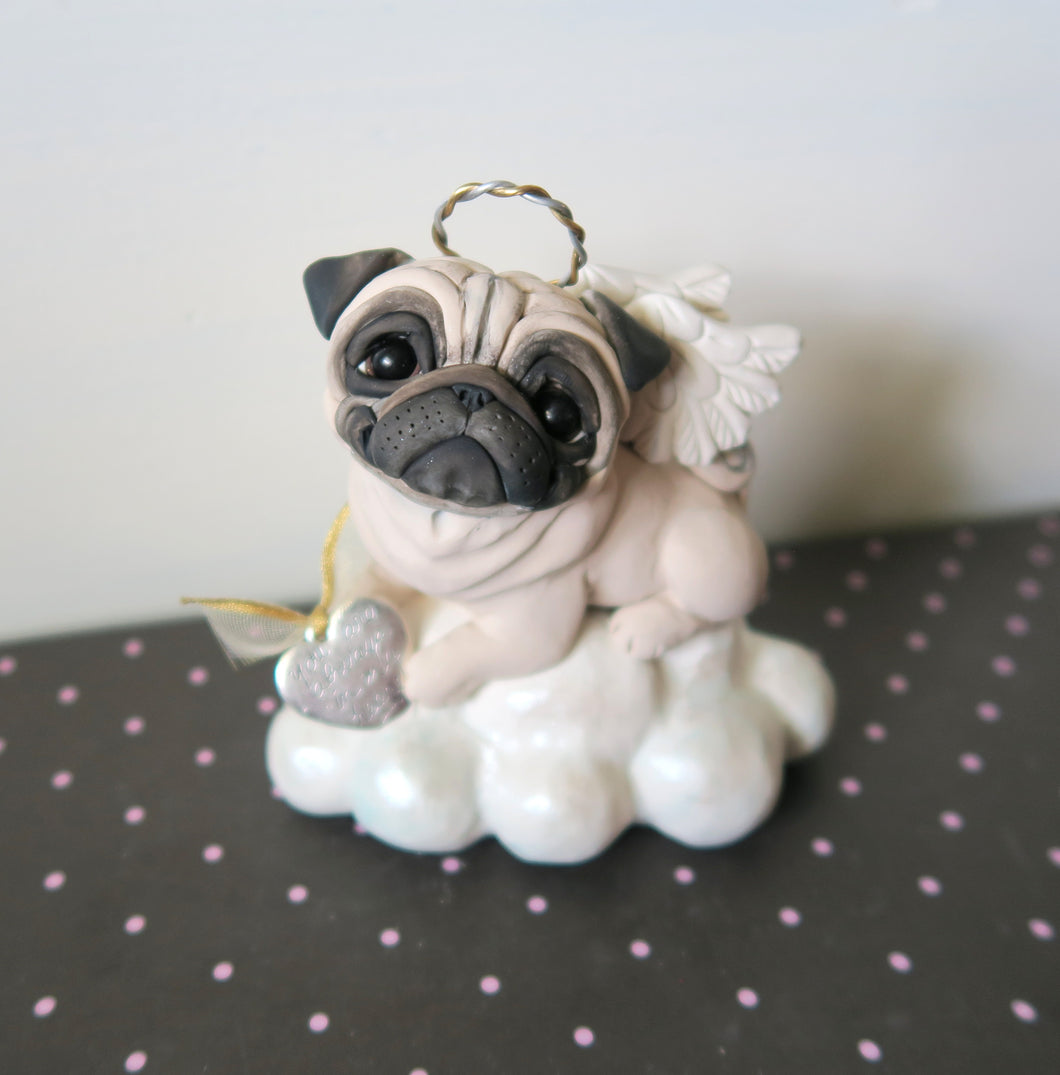 Pug Angel with Wings and Halo 