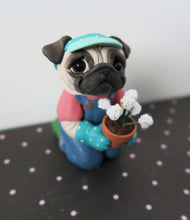 Load image into Gallery viewer, Gardening Pug Sculpture Hand Sculpted Collectible