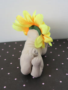 Sunflower Pug Sculpture Hand Sculpted Collectible