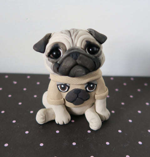 Pug Sweater Pug Sculpture Hand Sculpted Collectible