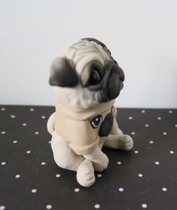 Pug Sweater Pug Sculpture Hand Sculpted Collectible