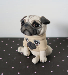 Pug Sweater Pug Sculpture Hand Sculpted Collectible