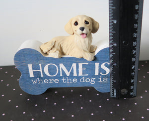 Golden Retriever "Home is where the Dog Is" bone sign hand sculpted Collectible Decor