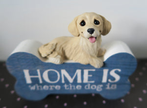 Golden Retriever "Home is where the Dog Is" bone sign hand sculpted Collectible Decor