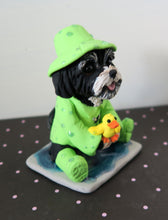 Load image into Gallery viewer, Rainy Day Havanese with baby duckling friend Hand Sculpted Collectible