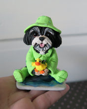 Load image into Gallery viewer, Rainy Day Havanese with baby duckling friend Hand Sculpted Collectible
