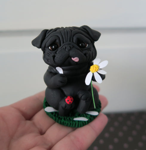 Love Me, Love Me Not? Pug Sculpture Hand Sculpted Collectible