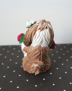 Havanese with Roses Hand Sculpted Collectible