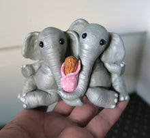 Load image into Gallery viewer, Elephant Parents with their Peanut Collectible Keepsake Handmade &amp; Painted Resin Cake topper figurine