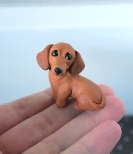 Mini Red Dachshund Handmade Resin Collectible Miniature