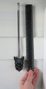 Black Cat Amethys stone Dark Purple Roses pendant necklace