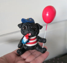Load image into Gallery viewer, Americana Little Red Balloon Pug Hand sculpted Clay Collectible 4th of July