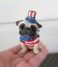 Load image into Gallery viewer, Americana USA Pug Hand sculpted Clay Collectible 4th of July