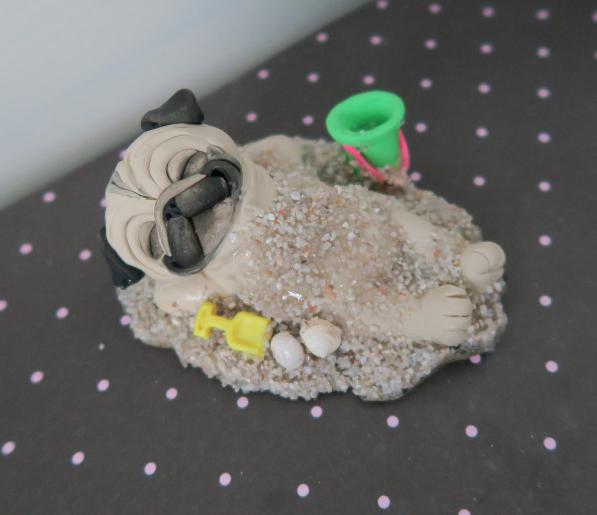 A day at the Beach Sun and Sand Pug Sculpture