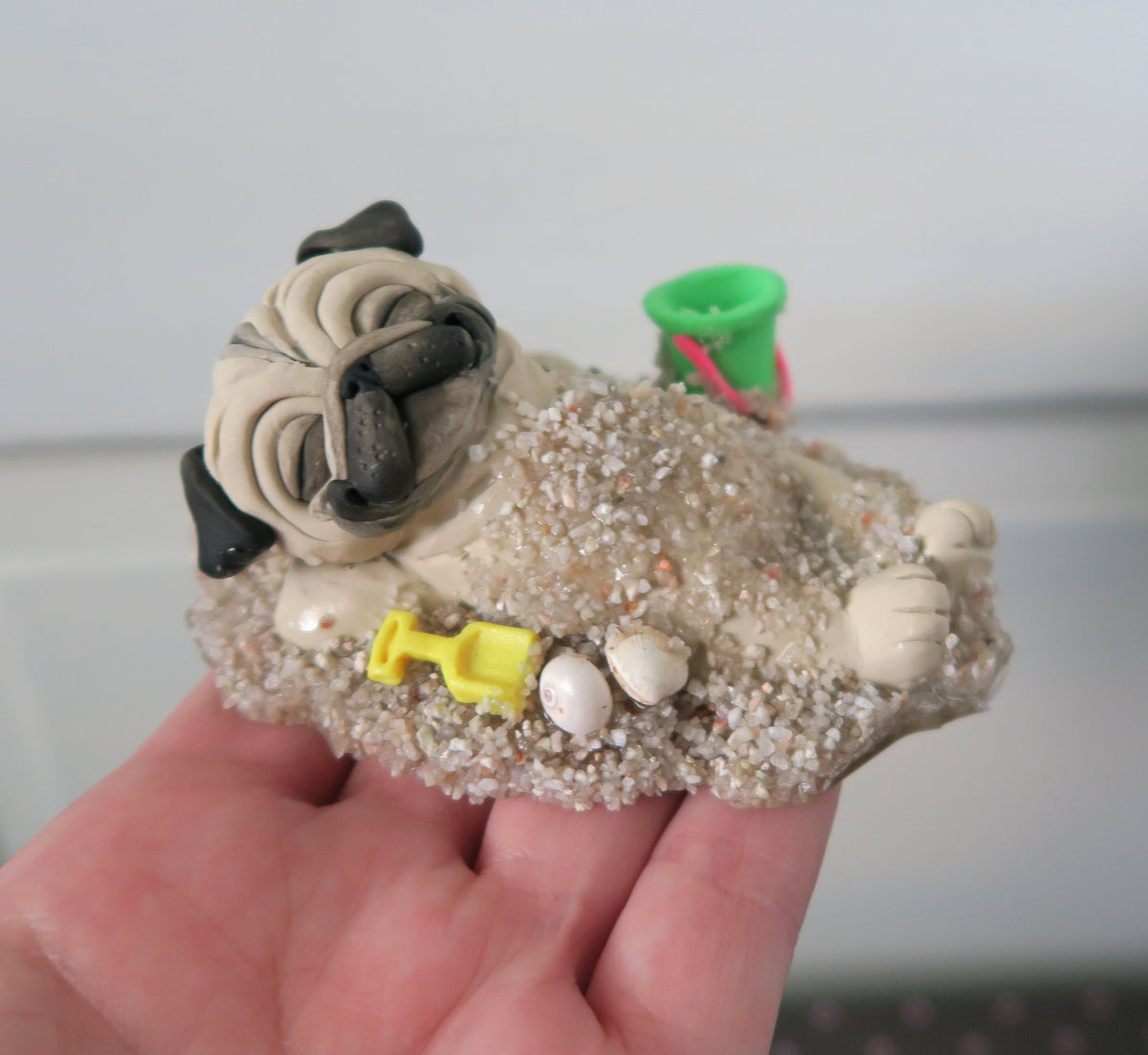 A day at the Beach Sun and Sand Pug Sculpture