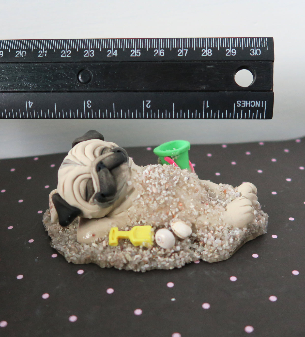 A day at the Beach Sun and Sand Pug Sculpture