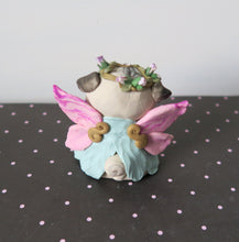 Load image into Gallery viewer, Fairy Pug with pretty crystals Sculpture Hand Sculpted Collectible