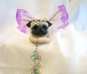 Fairy Pug Sun Catcher Sculpted Mixed Media Collectible