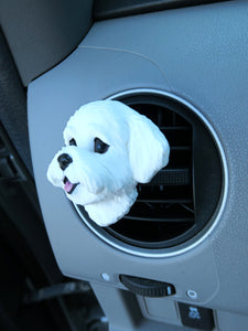 Maltese Car Vent Clip with Diffuser Option Hand Made Collectible