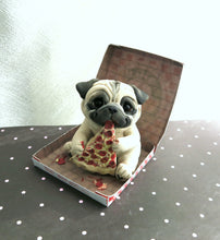 Load image into Gallery viewer, Pizza Time Pug Hand sculpted Furever Clay Collectible