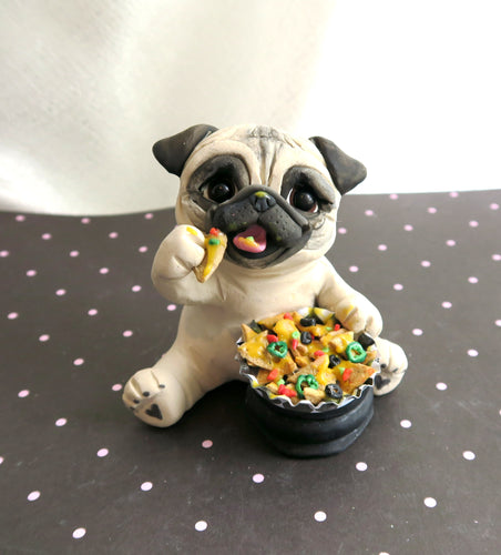 Nacho Night Pug Hand sculpted Furever Clay Collectible