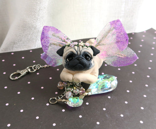 Fairy Pug Sun Catcher Sculpted Mixed Media Collectible