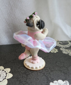 Ballerina Pug dancer Sculpture Hand Sculpted Collectible