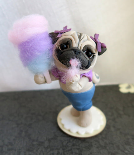 Cotton Candy  Pug Hand sculpted Furever Clay Collectible