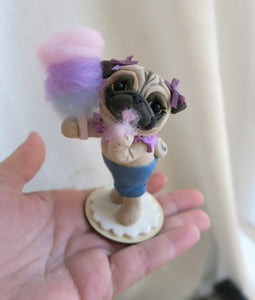 Cotton Candy  Pug Hand sculpted Furever Clay Collectible
