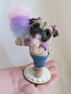 Cotton Candy  Pug Hand sculpted Furever Clay Collectible