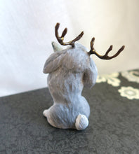 Load image into Gallery viewer, Jackalope with Kiwi Jasper Moon Hand Scuplted Clay Collectible