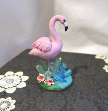 Load image into Gallery viewer, Flamingo with Aura Crystal points Hand Scuplted Clay Collectible