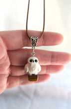 Load image into Gallery viewer, White Owl Tiger&#39;s Eye Hand Sculpted Clay Pendant Necklace